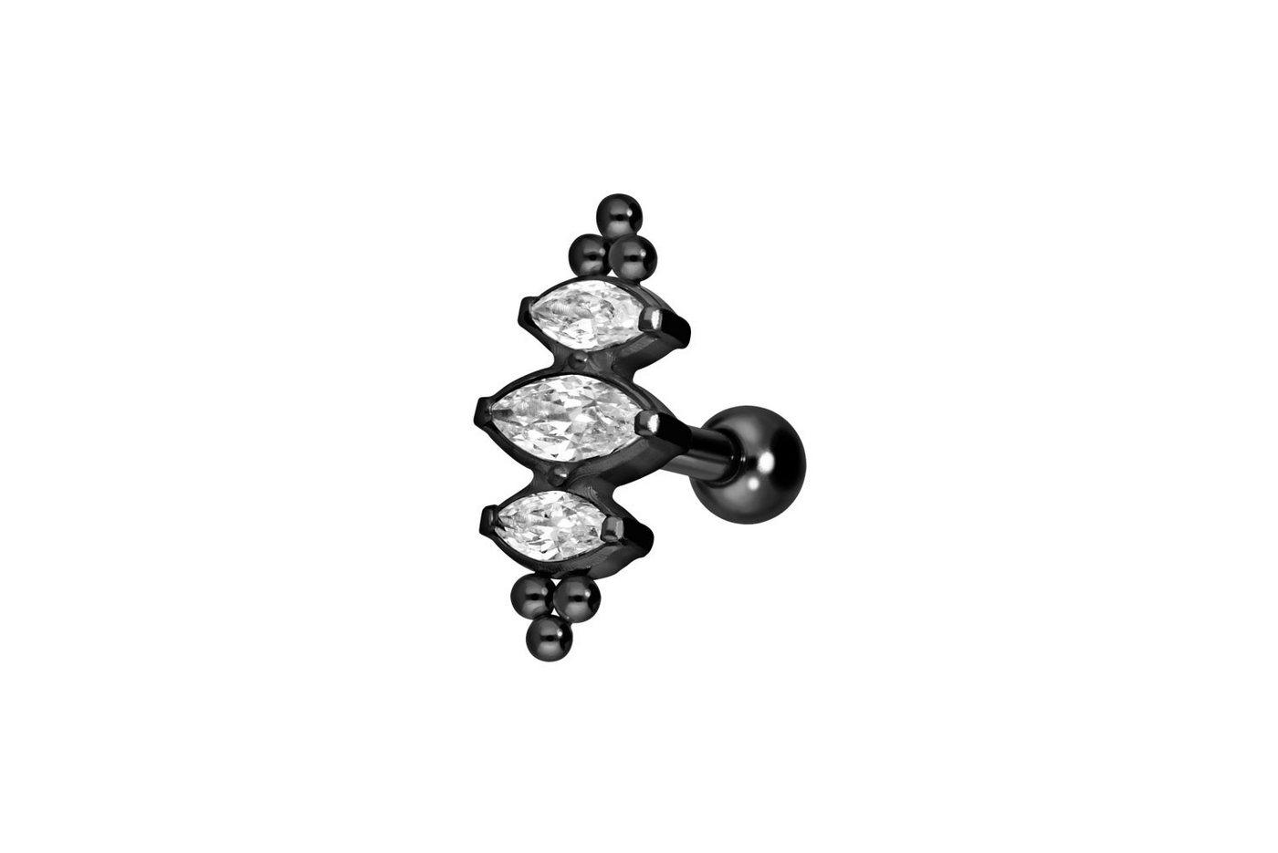 PIERCINGLINE Single-Ohrstecker Titan Ohrpiercing mit Innengewinde 3 EINGEFASSTE KRISTALLTROPFEN + (Mini-Barbells / 1 Stk) von PIERCINGLINE