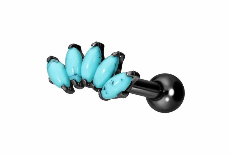 PIERCINGLINE Single-Ohrstecker Titan Ohrpiercing mit Innengewinde BOGEN + SYNTHETISCHE TÜRKISE (Barbells / 1 Stk) von PIERCINGLINE