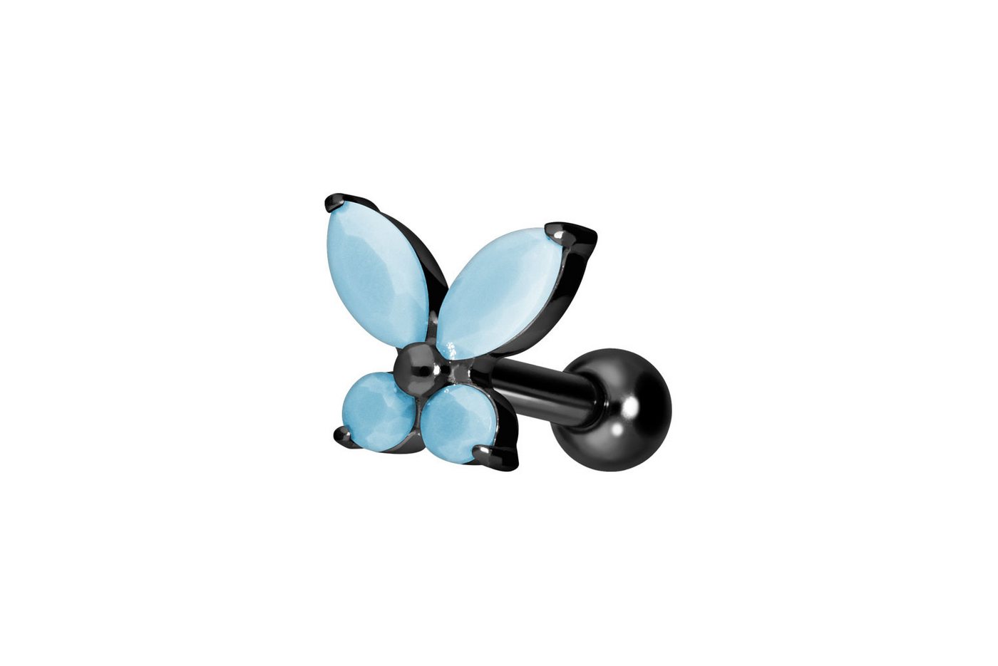 PIERCINGLINE Single-Ohrstecker Titan Ohrpiercing mit Innengewinde SCHMETTERLING + SYNTHETISCHE (Mini-Barbells / 1 Stk) von PIERCINGLINE
