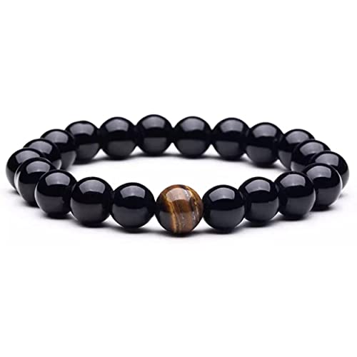 PIERRETOILES - Armband mit doppeltem Schutz aus Tigerauge und schwarzem Obsidian, 20 cm, Obsidian, Tigerauge PIERRETOILES - Armband mit doppeltem Schutz aus Tigerauge und schwarzem Obsidian, 20 cm, Obsidian, Tigerauge von PIERRETOILES