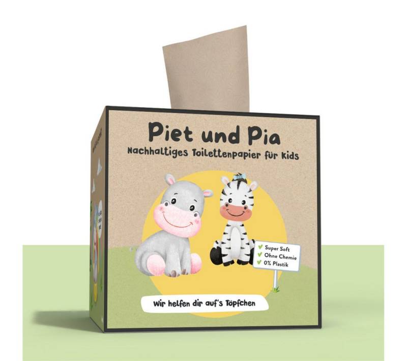 PIET UND PIA Toilettentrainer - Toilettenpapier für’s Töpfchentraining – 3-lagig - Recycling-Box, (12-tlg) von PIET UND PIA