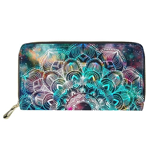 PIHNSDUA Damen Reißverschluss Clutch Lange Brieftasche Multifunktions Halter Organizer Geldbörse Handtaschen, Mandala, Mandala von PIHNSDUA