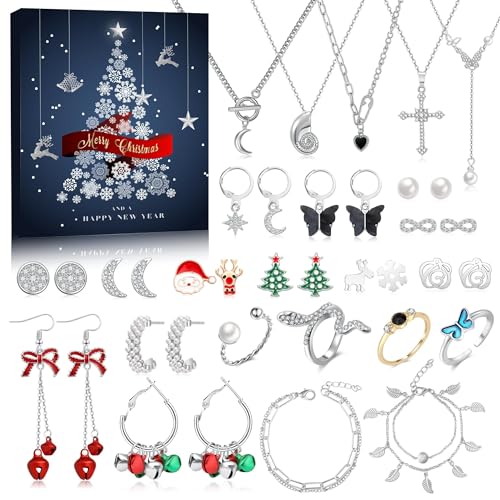 PIIDUOO Adventskalender Schmuck 2024 Frauen Weihnachtskalender - Adventskalender Schmuck Silber Mode Teenager Mädchen Damen mit Halskette Armband Ringe Ohrringe 24 Überraschungen Geschenke PIIDUOO Adventskalender Schmuck 2024 Frauen Weihnachtskalender - Adventskalender Schmuck Silber Mode Teenager Mädchen Damen mit Halskette Armband Ringe Ohrringe 24 Überraschungen Geschenke von PIIDUOO