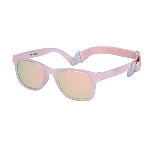 PIKACOOL Sonnenbrille für Babys, Kleinkinder, Mädchen, Jungen, mit Riemen, für Kinder von 0-24 Monaten, Transparentes Pink von PIKACOOL