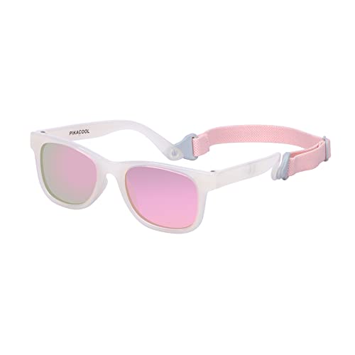 PIKACOOL Sonnenbrille für Babys, Kleinkinder, Mädchen, Jungen, mit Riemen, für Kinder von 0-24 Monaten, Transparentes Rosa von PIKACOOL