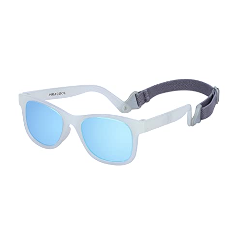 PIKACOOL Sonnenbrille für Babys, Kleinkinder, Mädchen, Jungen, mit Riemen, für Kinder von 0-24 Monaten, Transparentes Weiß von PIKACOOL