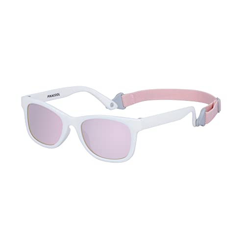 PIKACOOL Sonnenbrille für Babys, Kleinkinder, Mädchen, Jungen, mit Riemen, für Kinder von 0-24 Monaten, Weiß von PIKACOOL