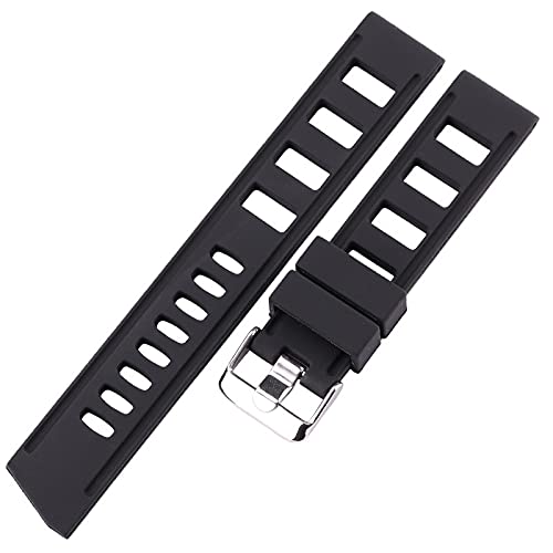 PIKITER 20/22 mm Ersatz-Uhrenarmband aus Silikon, weiches, wasserdichtes Gummiband for Damen und Herren, 1 Stück(Black,22mm) von PIKITER
