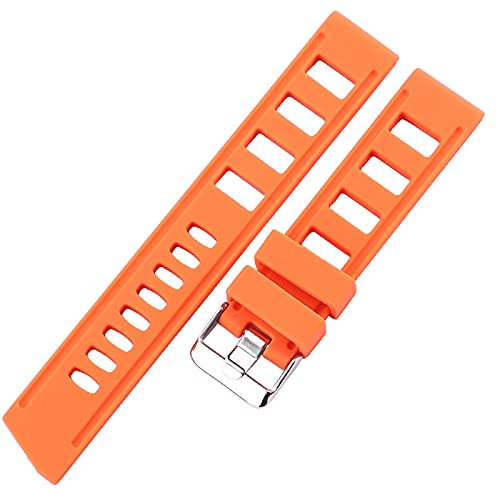 PIKITER 20/22 mm Ersatz-Uhrenarmband aus Silikon, weiches, wasserdichtes Gummiband for Damen und Herren, 1 Stück(Orange,20mm) von PIKITER
