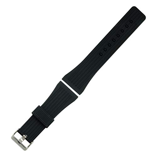 PIKITER 30 mm Ersatz-Uhrenarmband aus Silikonkautschuk, universelles Edelstahl-Stiftverschlussband, schwarzes Armband mit Werkzeug, 1 Stück von PIKITER