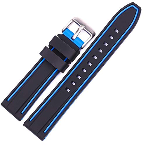 PIKITER Ersatz-Uhrenarmbänder 20/22/24/26 mm, Silikonkautschukband for Männer und Frauen, modisches farblich passendes Armband, 1 Stück(Blue,20mm) von PIKITER