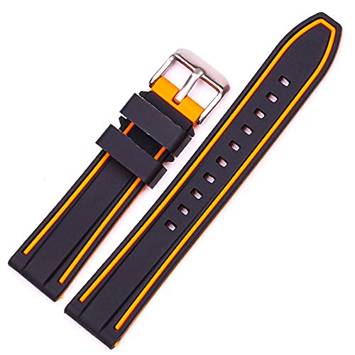 PIKITER Ersatz-Uhrenarmbänder 20/22/24/26 mm, Silikonkautschukband for Männer und Frauen, modisches farblich passendes Armband, 1 Stück(Orange,26mm) von PIKITER