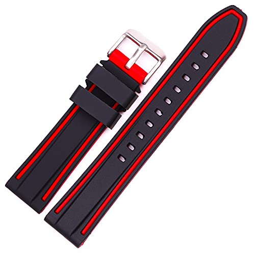 PIKITER Ersatz-Uhrenarmbänder 20/22/24/26 mm, Silikonkautschukband for Männer und Frauen, modisches farblich passendes Armband, 1 Stück(Red,26mm) von PIKITER