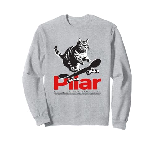 PILAR - Schöner Mädchen Name mit Katze & Skateboard Sweatshirt von PILAR Tochter Enkel Geburtstag Geschenkideen