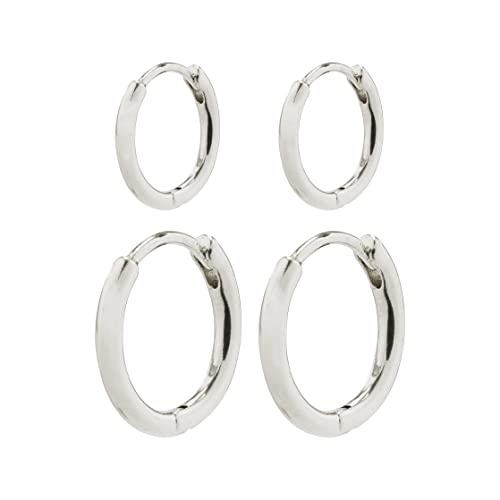 ARIELLA Huggie-Creolen, 2-in-1-Set, versilbert von PILGRIM