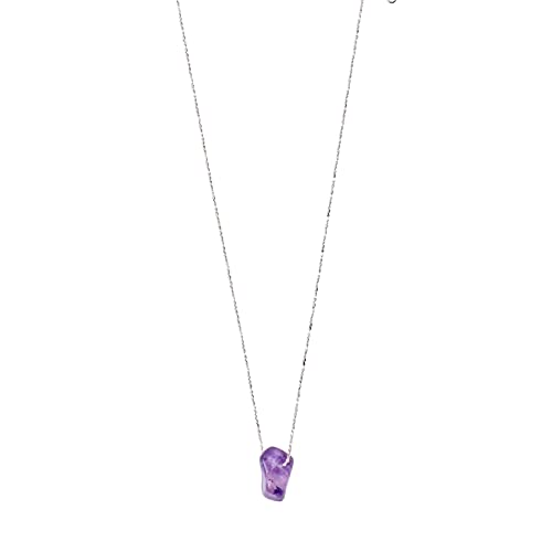 PILGRIM versilberte Chakra-Halskette mit echtem lila Amethyst-Halbedelstein von PILGRIM