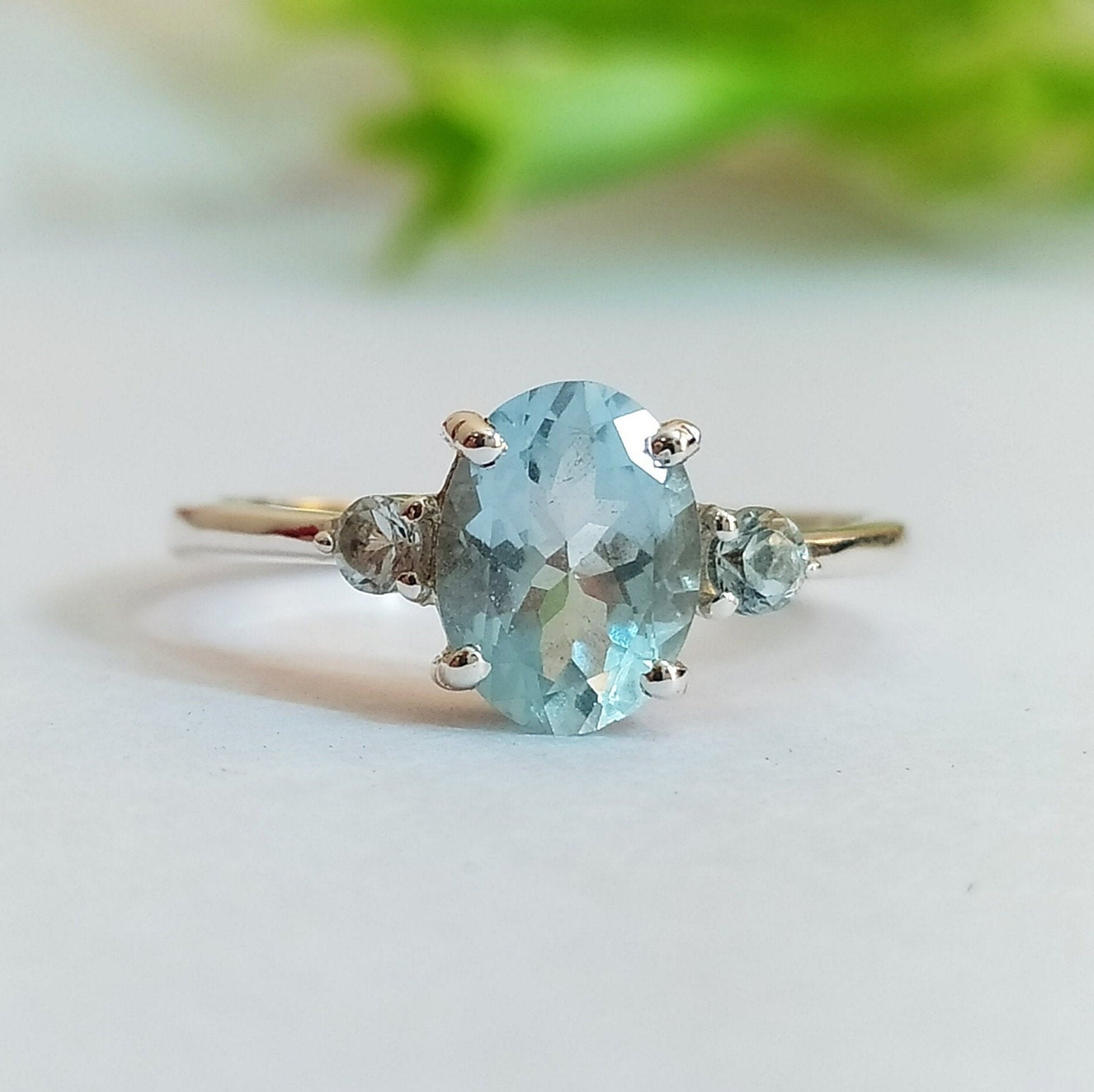 Einzigartige Blaue Aquamarin Verlobungsring-Aquamarin Drei Stein Ring-Aquamarin Vintage Solitär Geschenk Ring Einzigartige Blaue Aquamarin Verlobungsring-Aquamarin Drei Stein Ring-Aquamarin Vintage Solitär Geschenk Ring von PILWALS