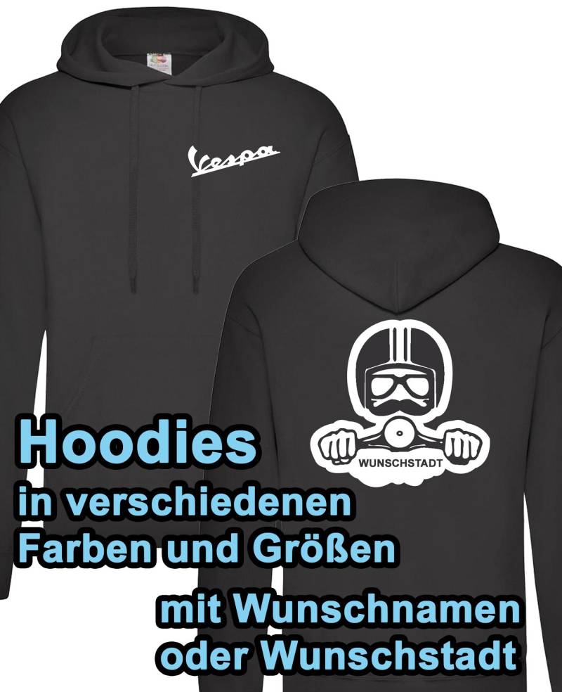 Herren Hoodie Kapuzenpullover Vespa Roller Piaggio Men Personalisiert Blau Wunschtext Geschenk Shirt in Verschiedenen Farben Und Größen von PIMPyourSHIRTbyAgiii