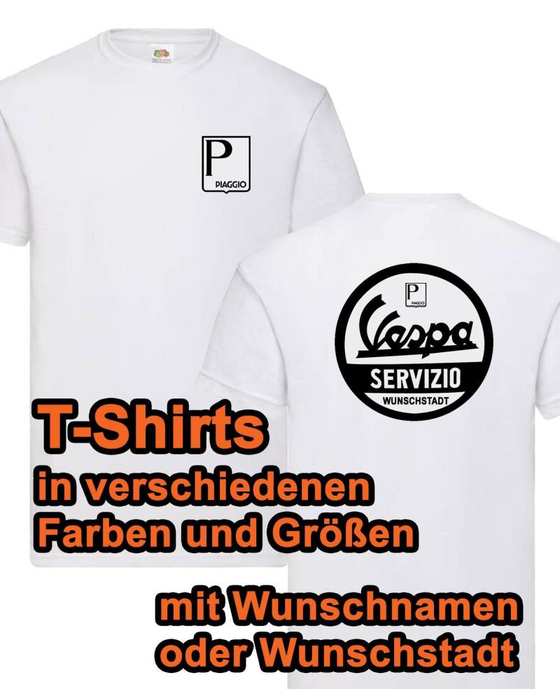 Herren T-Shirt Vespa Roller Piaggio Weiß Mit Wunschtext Personalisiert Name Stadt Fanshirt Kult Verschiedene Farben von PIMPyourSHIRTbyAgiii
