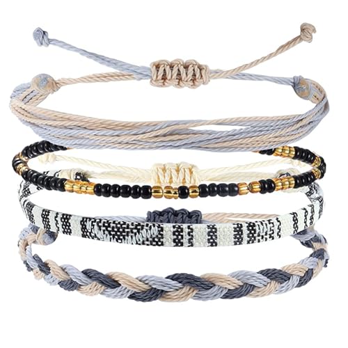 PINCHUAN Strand Sommer Knöchel Armband für Frauen Handgemachte Geflochtene Verstellbare Schnur Fußkettchen Wasserdicht Surfer Armband Einstellbar Kein Edelstein von PINCHUAN