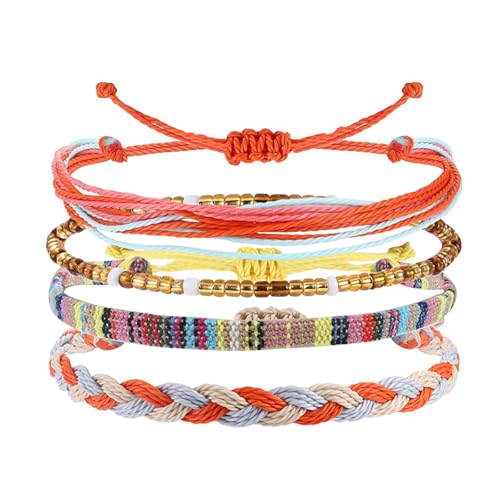 PINCHUAN Strand Sommer Knöchel Armband für Frauen Handgemachte Geflochtene Verstellbare Schnur Fußkettchen Wasserdicht Surfer Armband Verstellbares Seil Kein Edelstein von PINCHUAN
