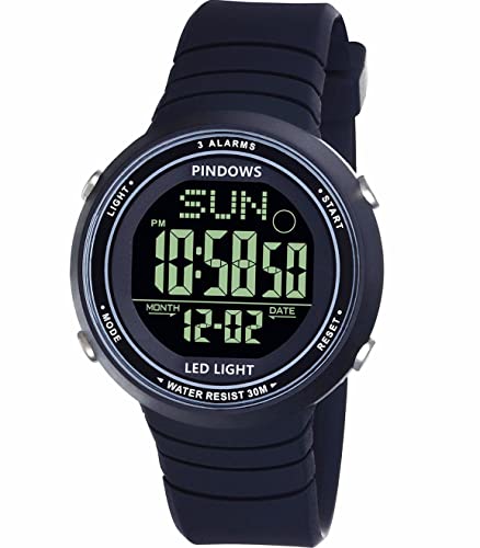 Damen Digital Armbanduhr für Damen Uhr Sportuhr Digitaluhr Unisex Uhr Teenager Uhr mit 3 Alarmgruppen Licht wasserdichte Countdown Stoppuhr Multifunktions Armbanduhren von PINDOWS