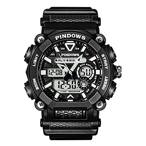 PINDOWS Herren Digitaluhr für Herren Uhr Digital Armbanduhr Herren Sportuhr Teenageruhr Digital Analog Display Uhren mit Wasserdichtes Licht Alarm Stoppuhr Multifunktionale Armbanduhren von PINDOWS