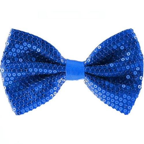 PINEPAN Paillettenfliege für Männer Vorgebundene Fliege Verstellbare Länge Fliege Glänzend Kostüm Karneval Halloween Fancy Dress Theme Party Blau von PINEPAN