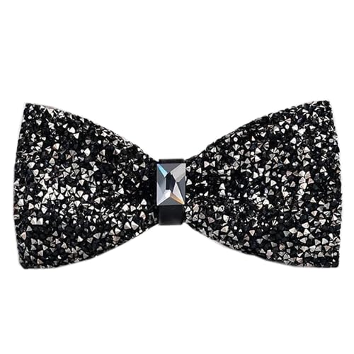 PINEPAN Strass Schleifen für Männer Vorgebundene Glitzerschleifen mit verstellbarer Länge Schwarz von PINEPAN