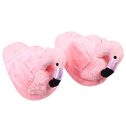PINGESILU Damen Hausschuhe Flamingo Plüsch Tier Hausschuhe Indoor weiche Hausschuhe (Rosa Halbpackung, adult, women, numeric_36, numeric_range, eu_footwear_size_system, numeric_40, medium) von PINGESILU