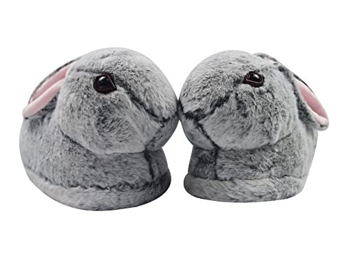 PINGESILU Damen und Herren Klassische Kaninchen Spaß Tier Hausschuhe Plüsch Kaninchen Home Schuhe (Grau, adult, women, numeric_39, numeric_range, eu_footwear_size_system, numeric_42, medium) von PINGESILU