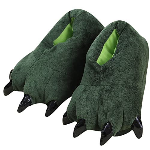 PINGESILU Plüsch Tier Kralle Hausschuhe Unisex Erwachsene Monster Kralle Home Schuhe (Grün, adult, women, numeric_35, numeric_range, eu_footwear_size_system, numeric_39, medium) von PINGESILU