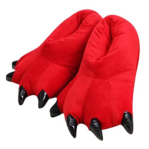 PINGESILU Plüsch Tier Kralle Hausschuhe Unisex Erwachsene Monster Kralle Home Schuhe (Rot, adult, women, numeric_35, numeric_range, eu_footwear_size_system, numeric_39, medium) von PINGESILU