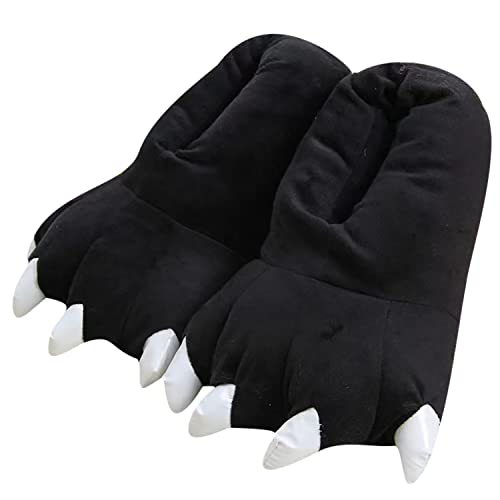 PINGESILU Plüsch Tier Kralle Hausschuhe Unisex Erwachsene Monster Kralle Home Schuhe (Schwarz, adult, women, numeric_35, numeric_range, eu_footwear_size_system, numeric_39, medium) von PINGESILU