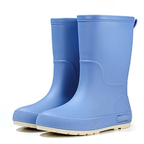 Damen-Regenstiefel bis zur Wade, wasserdicht, rutschfest, Watstiefel, PVC-Gartenstiefel mit verdickter Sohle, for alle Jahreszeiten, mit Fleecefutter(Bleu,37 EU) von PINGSHI Boutique UK