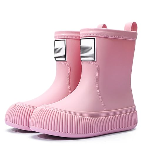 PINGSHI Boutique UK Damen Mid-Cut wasserdichte Regenstiefel, rutschfeste Outdoor-Wasserschuhe mit Komfortfutter und Stoßdämpfung(Rose,36 EU) von PINGSHI Boutique UK