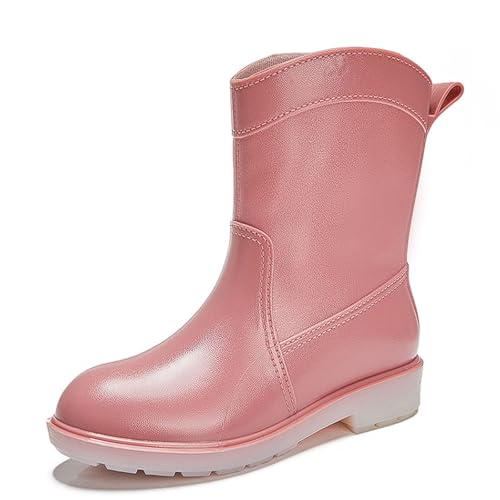 PINGSHI Boutique UK Mittelhoher wasserdichter Regenstiefel, rutschfeste Gummiüberschuhe mit Komfortsohle, leichte PVC-Regenstiefel for Erwachsene(Rose,39 EU) von PINGSHI Boutique UK