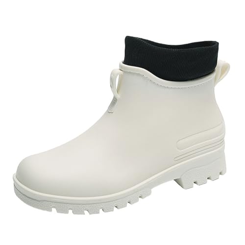 PINGSHI Boutique UK Niedrig geschnittene, wasserdichte Regenstiefel mit Fleecefutter, 5 cm Absatz, rutschfeste, bequeme Stiefeletten for den Außenbereich for Spazierengehen und Einkaufen(Blanc,37 EU) PINGSHI Boutique UK Niedrig geschnittene, wasserdichte Regenstiefel mit Fleecefutter, 5 cm Absatz, rutschfeste, bequeme Stiefeletten for den Außenbereich for Spazierengehen und Einkaufen(Blanc,37 EU) von PINGSHI Boutique UK