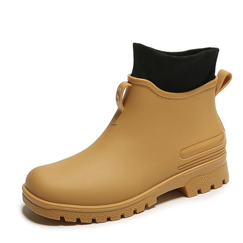 PINGSHI Boutique UK Niedrig geschnittene, wasserdichte Regenstiefel mit Fleecefutter, 5 cm Absatz, rutschfeste, bequeme Stiefeletten for den Außenbereich for Spazierengehen und Einkaufen(Camel,40 EU) PINGSHI Boutique UK Niedrig geschnittene, wasserdichte Regenstiefel mit Fleecefutter, 5 cm Absatz, rutschfeste, bequeme Stiefeletten for den Außenbereich for Spazierengehen und Einkaufen(Camel,40 EU) von PINGSHI Boutique UK