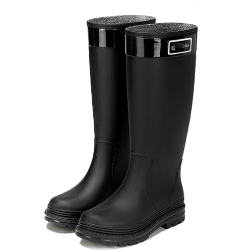 PINGSHI Boutique UK Rutschfeste warme Winterstiefel, wasserdichte, modische Outdoor-Schuhe for Damen mit hohem Schaft und Fleecefutter(Black 1,39 EU) von PINGSHI Boutique UK