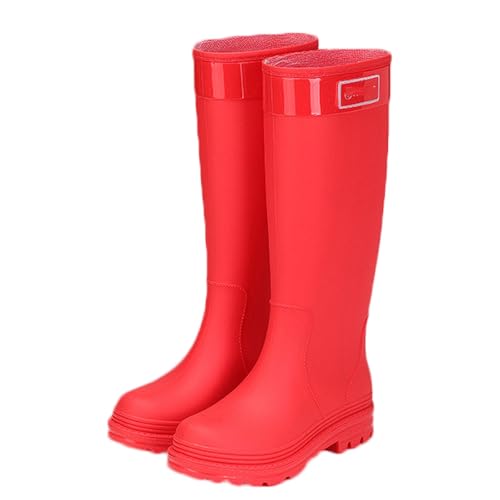 PINGSHI Boutique UK Rutschfeste warme Winterstiefel, wasserdichte, modische Outdoor-Schuhe for Damen mit hohem Schaft und Fleecefutter(Red 1,35 EU) von PINGSHI Boutique UK