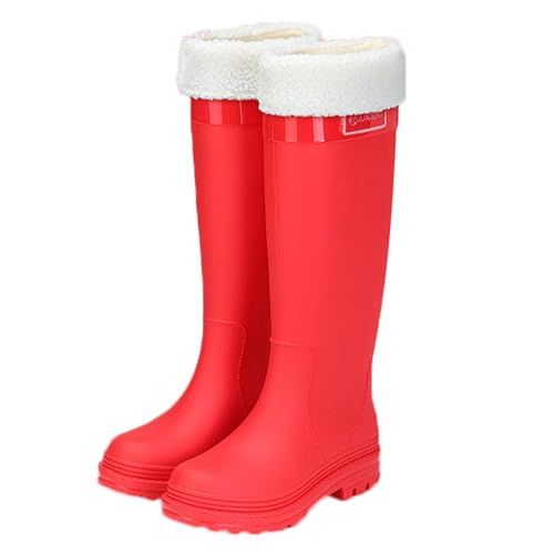 PINGSHI Boutique UK Rutschfeste warme Winterstiefel, wasserdichte, modische Outdoor-Schuhe for Damen mit hohem Schaft und Fleecefutter(Rosso,37 EU) von PINGSHI Boutique UK