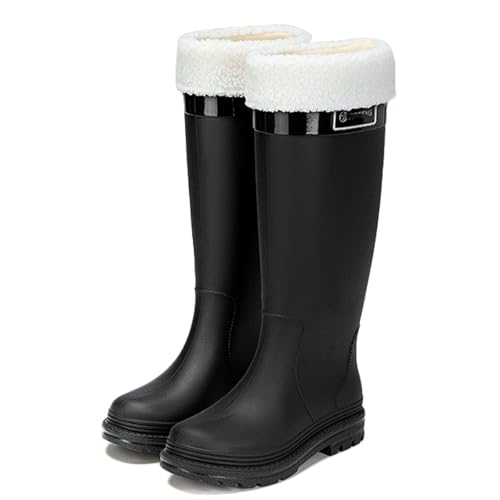 PINGSHI Boutique UK Rutschfeste warme Winterstiefel, wasserdichte, modische Outdoor-Schuhe for Damen mit hohem Schaft und Fleecefutter(Svart,39 EU) von PINGSHI Boutique UK