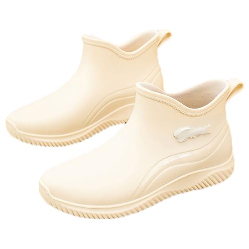 PINGSHI Boutique UK Rutschfeste wasserdichte Regenstiefel for Damen, kurze Sport- und Küchenwasserstiefel mit warmem Futter(Apricot,40 EU) von PINGSHI Boutique UK