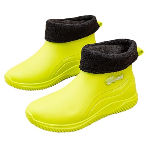 PINGSHI Boutique UK Rutschfeste wasserdichte Regenstiefel for Damen, kurze Sport- und Küchenwasserstiefel mit warmem Futter(Green 1,40 EU) von PINGSHI Boutique UK