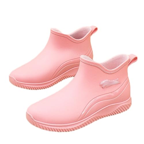 PINGSHI Boutique UK Rutschfeste wasserdichte Regenstiefel for Damen, kurze Sport- und Küchenwasserstiefel mit warmem Futter(Rose,40 EU) von PINGSHI Boutique UK