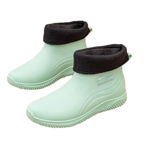 PINGSHI Boutique UK Rutschfeste wasserdichte Regenstiefel for Damen, kurze Sport- und Küchenwasserstiefel mit warmem Futter(Teal 1,39 EU) von PINGSHI Boutique UK