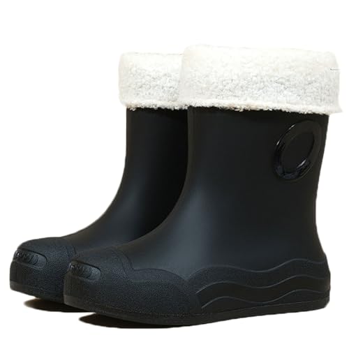 PINGSHI Boutique UK Wadenhohe, wasserdichte Regenstiefel, leichte, rutschfeste Gartenstiefel for den Außenbereich mit Komfortfutter(Black 1,35 EU) von PINGSHI Boutique UK