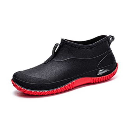 PINGSHI Boutique UK Wasserdichte Regenstiefel Herren mit niedrigem Schaft, rutschfeste Gummi-Arbeitsstiefel for Angeln, Bauen, in der Küche und for Autowaschen(Rosso,41 EU) von PINGSHI Boutique UK
