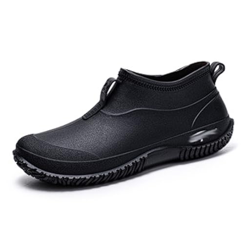 PINGSHI Boutique UK Wasserdichte Regenstiefel Herren mit niedrigem Schaft, rutschfeste Gummi-Arbeitsstiefel for Angeln, Bauen, in der Küche und for Autowaschen(Svart,41 EU) von PINGSHI Boutique UK
